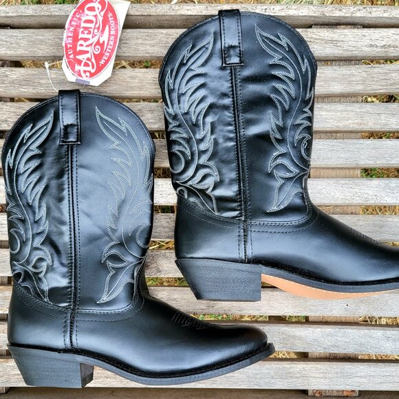 NWOB Laredo Black Leather Cowboy Boots - Style# 5740 - Size 10W - Picture 8 of 11